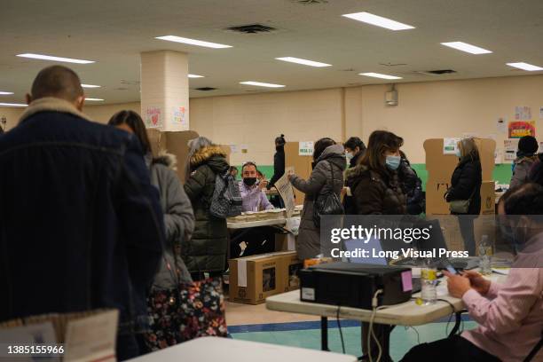 Colombian residents living in the United States vote during the 2022 Congressional elections in Colombia, on March 13 in New York, USA. Colombia is...