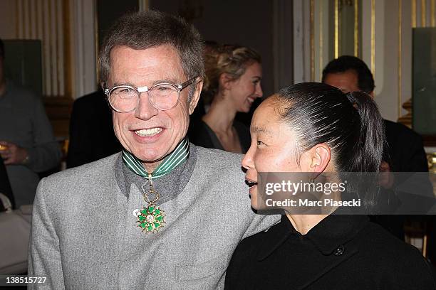 Jean-Paul Goude and his wife Karen Goude attend the 'Personalities Of Design And Photography Honored' ceremony at Ministere de la Culture on February...