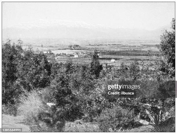 antique travel photographs of california: san gabriel valley - san gabriel mountains stock illustrations