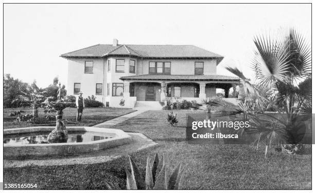 antique travel photographs of california: house - california luxury house exterior stock illustrations
