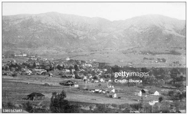 antique travel photographs of california: santa barbara - mission santa barbara stock illustrations