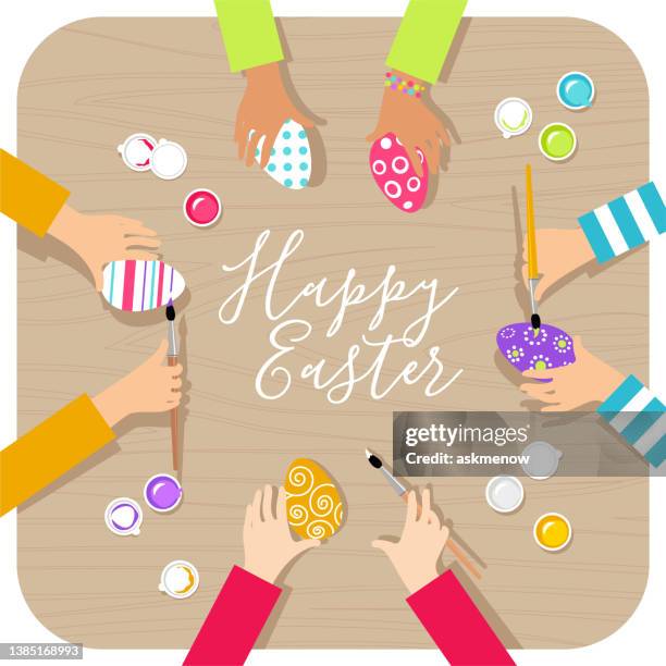 easter eggs coloring - spring colouring stock illustrations
