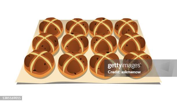 hot cross buns - easter cake stock illustrations