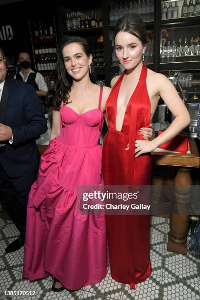 Zoey Deutch and Kaitlyn Dever attend Netflix's Critics Choice Awards After Party at Lumiere Brasserie Restaurant on March 13, 2022 in Century City,...