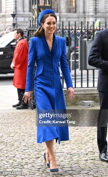 Catherine, Duchess of Cambridge attends the Commonwealth Day Service wat Westminster Abbey on March 14, 2022 in London, England.