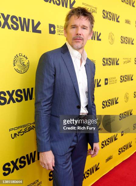 Ethan Hawke attends the premiere of "The Last Movie Stars" during the 2022 SXSW Conference and Festivals at The Paramount Theatre on March 14, 2022...