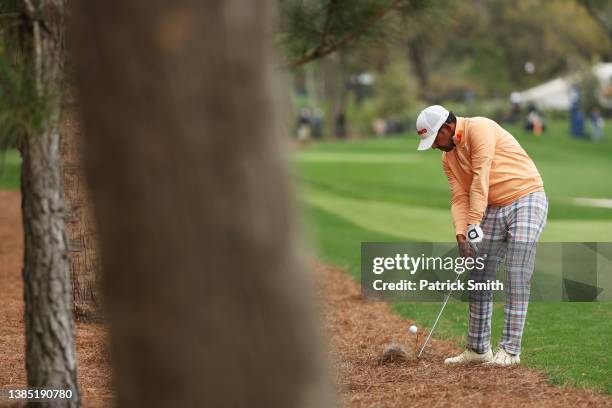 Anirban Lahiri of India plays a second shot on the sixth hole during the final round of THE PLAYERS Championship on the Stadium Course at TPC...