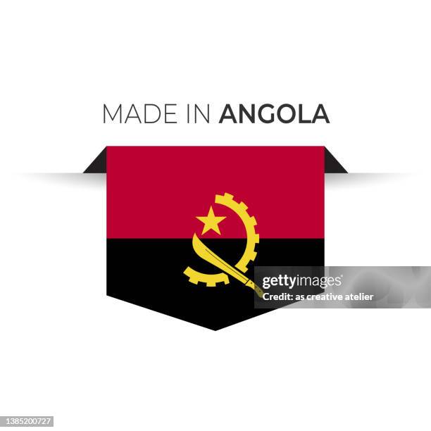 ilustrações de stock, clip art, desenhos animados e ícones de made in the angola label, product emblem. white isolated background. - angola