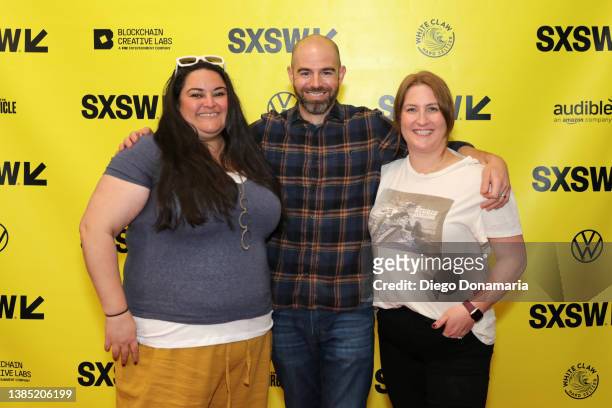 Nancy Jundi, Kip Kroeger and Melissa Brown Mccoy attend Ted Lasso Strikes Back during the 2022 SXSW Conference and Festivals at Austin Convention...