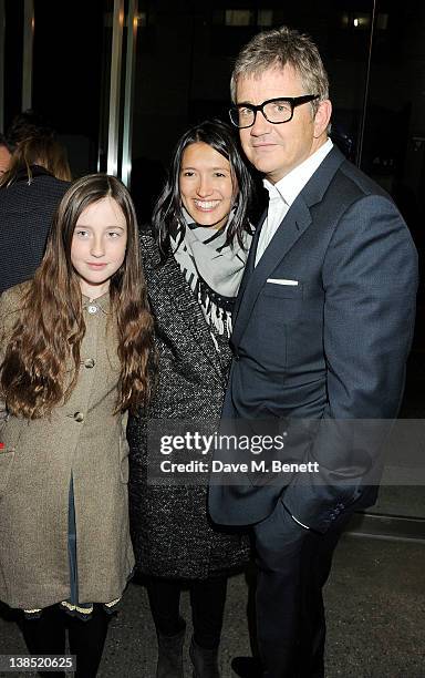 Angelica Jopling, Hikari Yokoyama and Jay Jopling attend the launch of Louise Fennell's debut novel "Dead Rich" at White Cube on February 8, 2012 in...