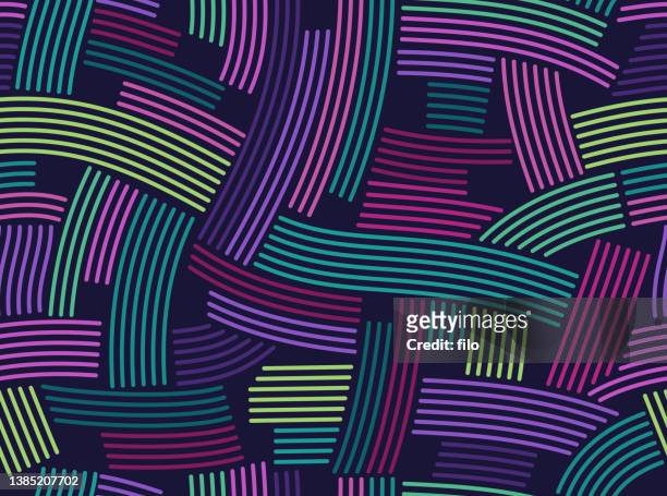 ilustrações de stock, clip art, desenhos animados e ícones de seamless patchwork textured lines background - landscape purple