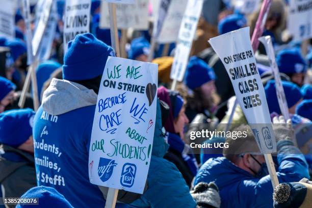 St. Paul, Minnesota. March 9, 2022. Minneapolis teachers on strike rally at the capitol for lawmakers to put some of the stateÕs projected $9.3...