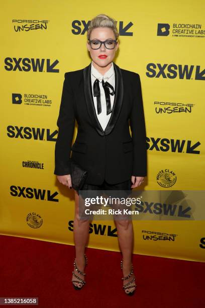 Kathleen Robertson attends The Roku Channel's "Swimming With Sharks" world premiere at SXSW at Stateside at the Paramount on March 14, 2022 in...