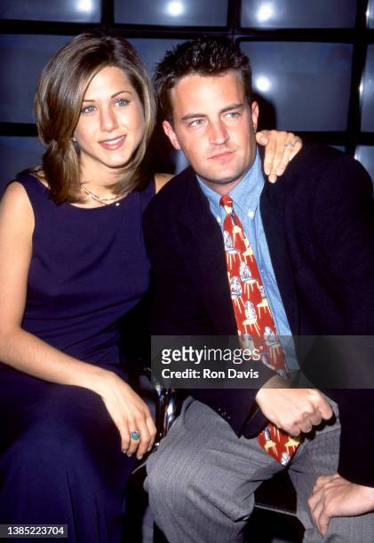 American actress and producer, Jennifer Aniston and Canadian-American actor, comedian and producer, Matthew Perry of the television comedy, Friend's,...