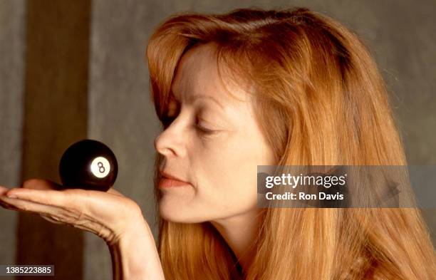 British-born American actress Frances Fisher, poses for a portrait with the eight ball during the 3rd Annual Celebrity Pool Tournament to Benefit...