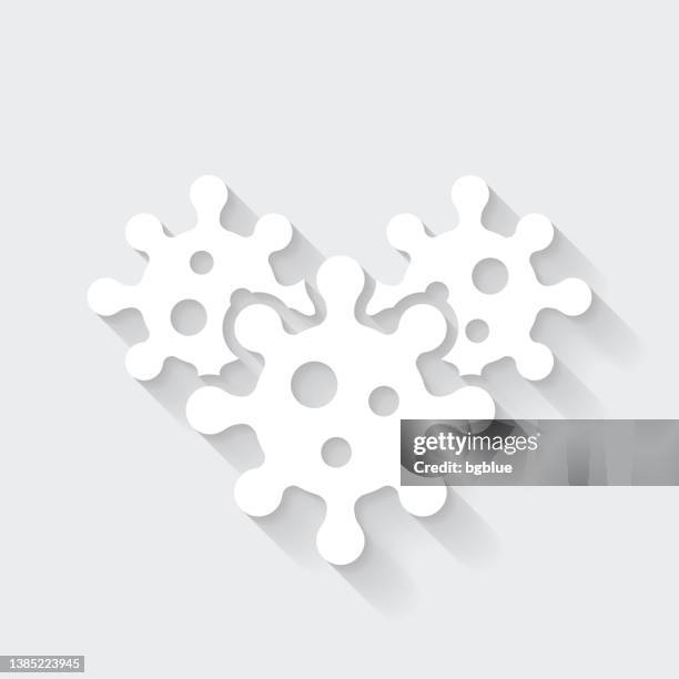 coronavirus cells (covid-19). icon with long shadow on blank background - flat design - microscope isolated stock illustrations
