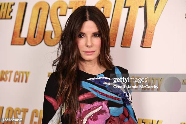 Sandra Bullock attends a screening of "The Lost City" at the Whitby Hotel on March 14, 2022 in New York City.