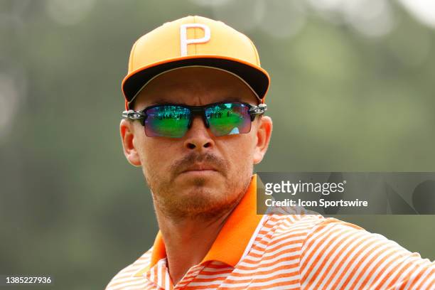 Golfer Rickie Fowler waits to putt on the 8th hole on July 2 during the final round of the Rocket Mortgage Classic at the Detroit Golf Club in...