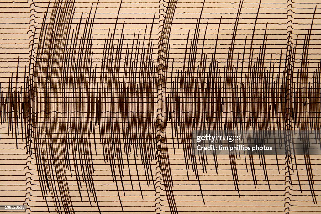Seismograph recording earthquake