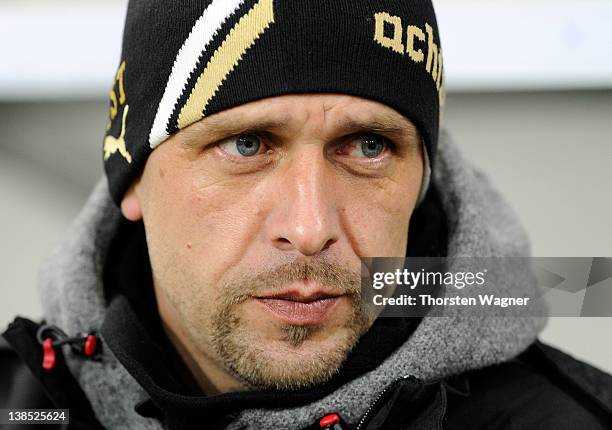 Head coach Holger Stanislawski of Hoffenheim looks on prior to the DFB Cup Quarter Final match between TSG 1899 Hoffenheim and SpVgg Greuther Fuerth...