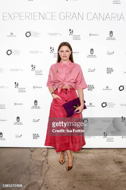 German actress Jennifer Ulrich, wearing a full dress by Ecoalf, attends the Fashion Council Germany & Cabildo de Gran Canaria Dinner during the...