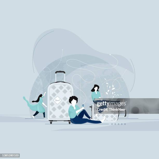 passengers waiting for travel concept - hitchhiking stock illustrations