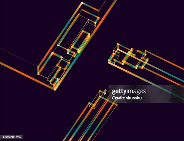 color neon cube structure futuristic pattern background - vector cube background stock illustrations