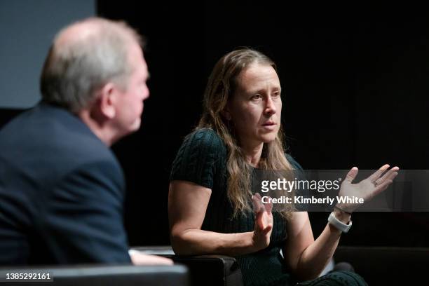 Anne Wojcicki , founder and CEO of 23andMe, and Marcus Wallenberg speak at an event during Prince Daniel's Fellowship entrepreneurial journey on...