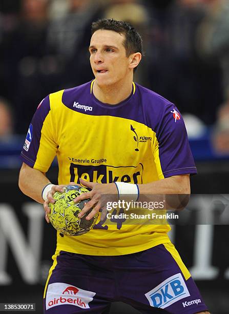 Bartlomiej Jaszka of Berlin in action during the Toyota Bundesliga handball game between HSV Hamburg and Fuechse Berlin at the O2 World on February...