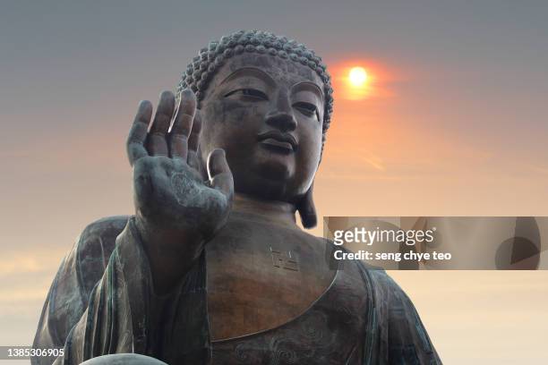 hong kong tian tan buddha series - grote boeddha stockfoto's en -beelden