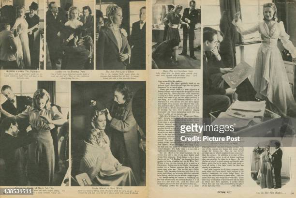 An article from Picture Post magazine in which English fashion designer Cecil Beaton dresses actress Sally Gray for her role in the film 'Dangerous...