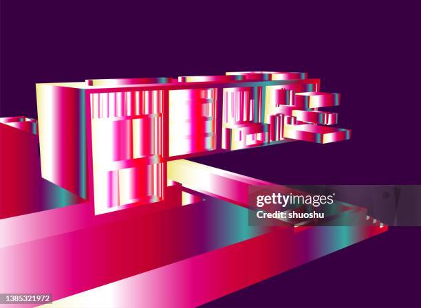 color cyber city space structure neon pattern background - liquid galaxy stock illustrations