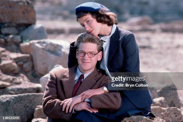 British actors Kenneth Branagh, left, and Emma Thompson photographed on location as they film the new BBC drama series 'Fortunes of War in Athens,...
