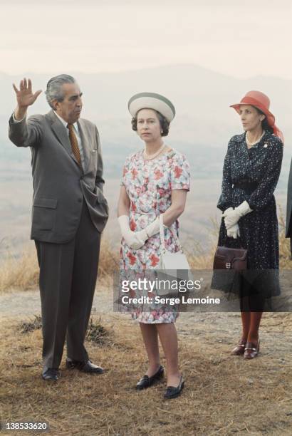 Queen Elizabeth II during her state visit to Mexico, 1975.