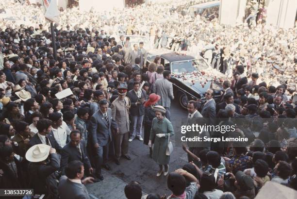 Queen Elizabeth II during her state visit to Mexico, 1975.