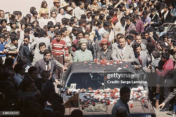 Queen Elizabeth II during her state visit to Mexico, 1975.