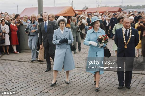 Queen Elizabeth II in Helsinki during a state visit to Finland, May 1976.