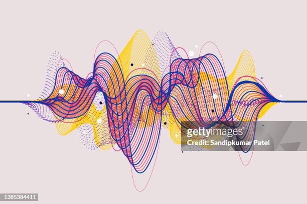 colorful silhouettes of sound waves - music stock illustrations