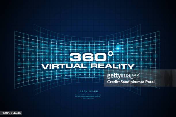 stockillustraties, clipart, cartoons en iconen met virtual reality and new technologies for games. room with perspective grid - 360 degree view
