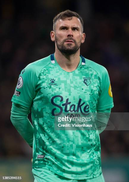 Watford goalkeeper Ben Foster during the Premier League match between Wolverhampton Wanderers and Watford at Molineux on March 10, 2022 in...
