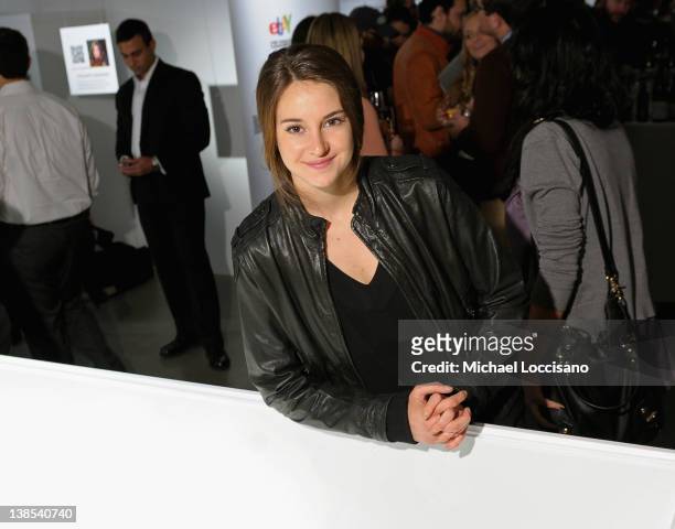 Actress Shailene Woodley attends eBay Celebrity and Brad Pitt's Make It Right Celebrate Pop-Up Gallery Exhibition at Chelsea Market on February 8,...