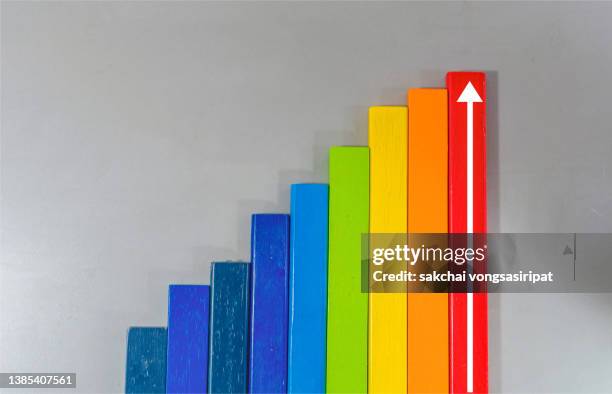 conceptual business finance growth chart still life. - gráfico de barras imagens e fotografias de stock