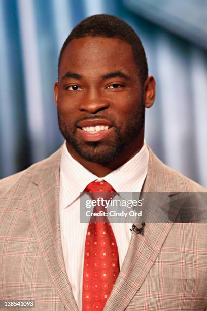 New York Giants Defensive End Justin Tuck visits FOX's "Power and Money" at FOX Studios on February 8, 2012 in New York City.