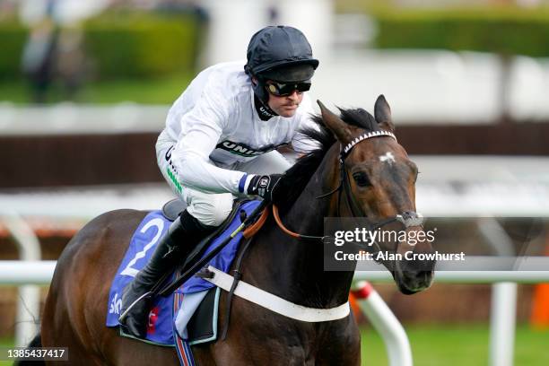 Nico de Boinville on Constitution Hill run to win the Sky Bet Supreme Novices' Hurdle race during day one of the Cheltenham Festival 2022 at...