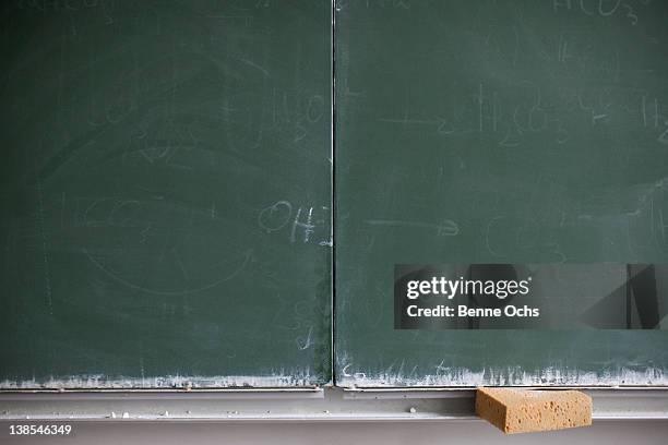 blank blackboard and sponge - abandoned school building stock pictures, royalty-free photos & images