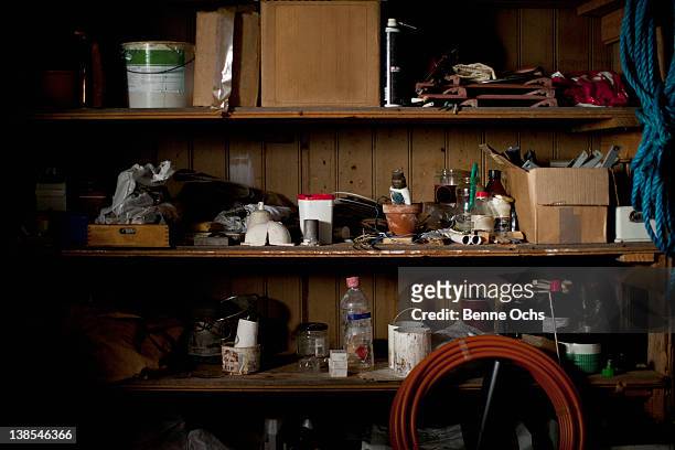 shed full of old miscellaneous home improvement items - shed stock pictures, royalty-free photos & images