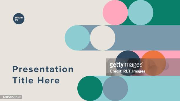 ilustraciones, imágenes clip art, dibujos animados e iconos de stock de diseño de diapositivas del título de la presentación con gráficos geométricos abstractos — serie ipsumco - powerpoint template