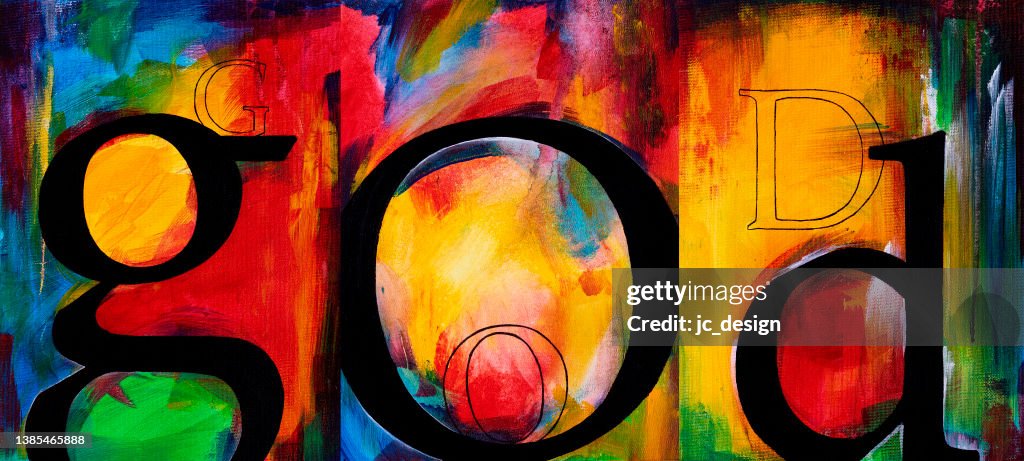 God Lettering Alphabet Typographic Colorful Abstract Painting High-Res ...