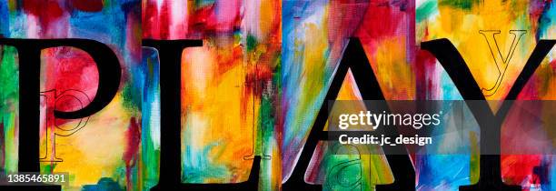 play lettering alphabet typographic colorful abstract painting - scribbled words stock illustrations