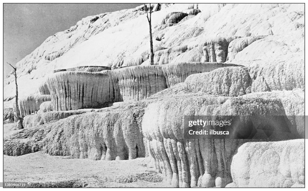 Antique travel photographs of Yellowstone: Pulpit Terrace